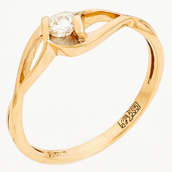 Кольцо из комбинированного золота 585 пробы c 1 бриллиантом, Л28080689 за 9950