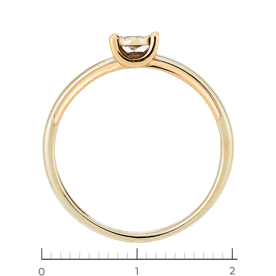 Кольцо из комбинированного золота 585 пробы c 1 бриллиантом, Л39098865 за 16030
