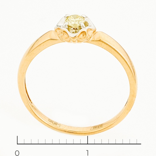 Кольцо из комбинированного золота 585 пробы c 1 бриллиантом, Л47086336 за 8940