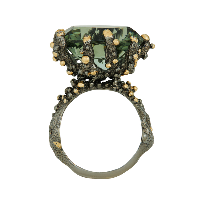 Кольцо из золота 585 пробы c празиолитом и бриллиантами, Л 2811 9533 за 123000