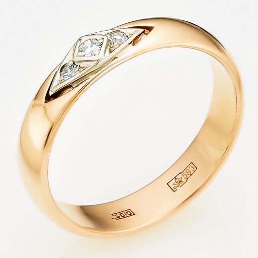 Кольцо из комбинированного золота 583 пробы c 3 бриллиантами Л35046230 фото 1