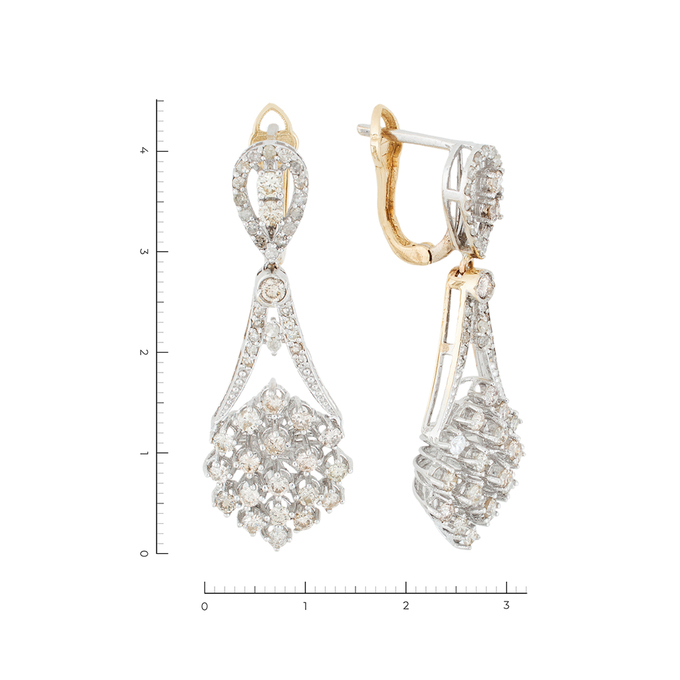 Серьга из золота 585 пробы c 50 бриллиантами