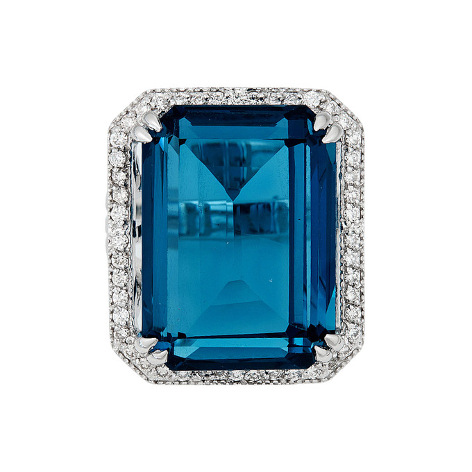 Кольцо из золота 750 пробы c топазом Лондон и бриллиантами, Л 2811 6218 за 174000