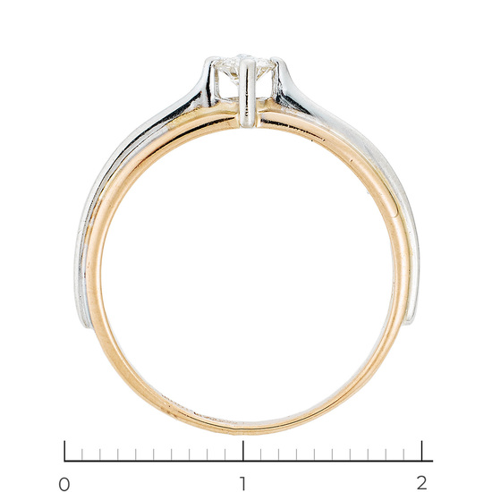 Кольцо из комбинированного золота 585 пробы c 1 бриллиантом, Л16149770 за 21200