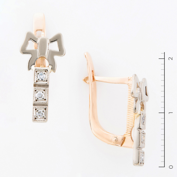 Серьги из золота 583 пробы c 6 бриллиантами