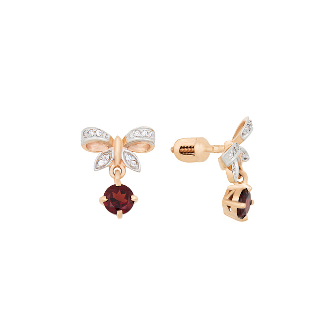 Серьги из золота 585 пробы c гранатами и фианитами, К 0000 4030 за 36000