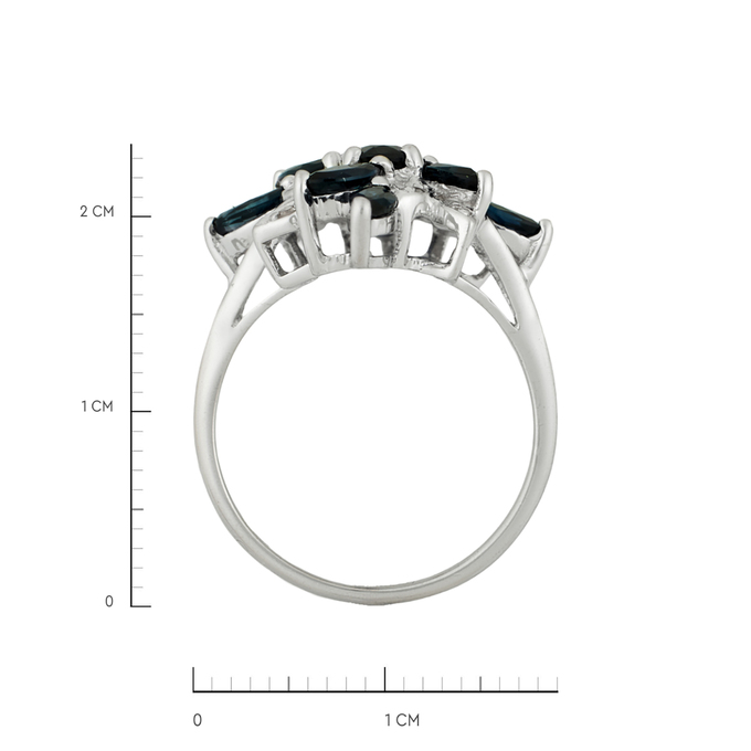 Кольцо из золота 585 пробы c сапфирами и бриллиантами