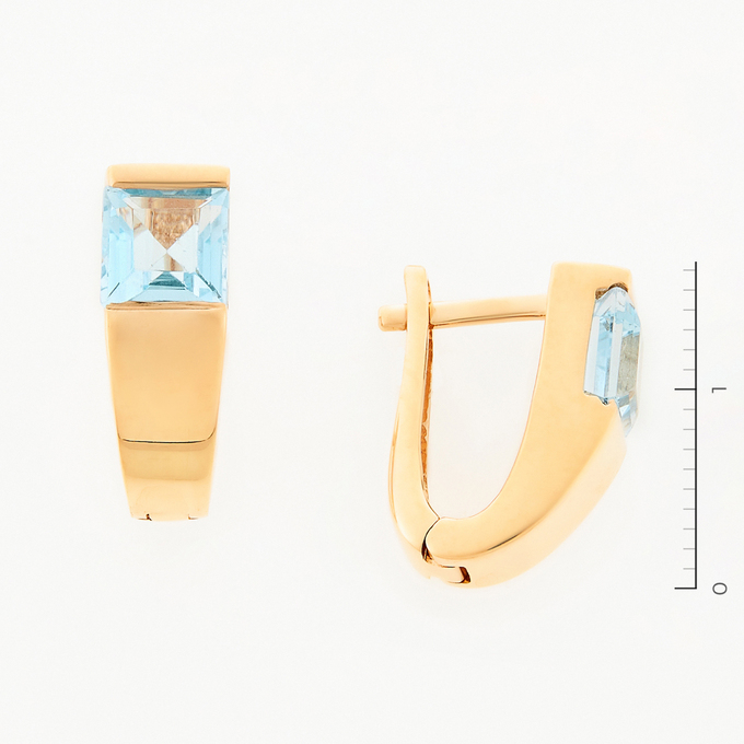 Серьги из красного золота 585 пробы c 2 топазами