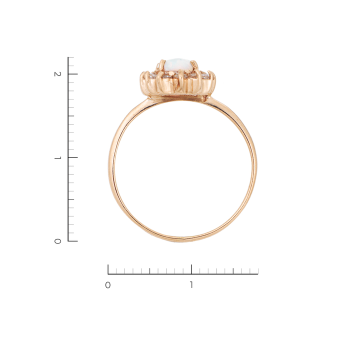 Кольцо из красного золота 585 пробы c 1 синт. опалом и 14 фианитами, Л 3506 3462 за 18720