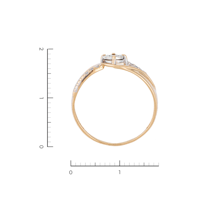 Кольцо из комбинированного золота 585 пробы c 7 бриллиантами