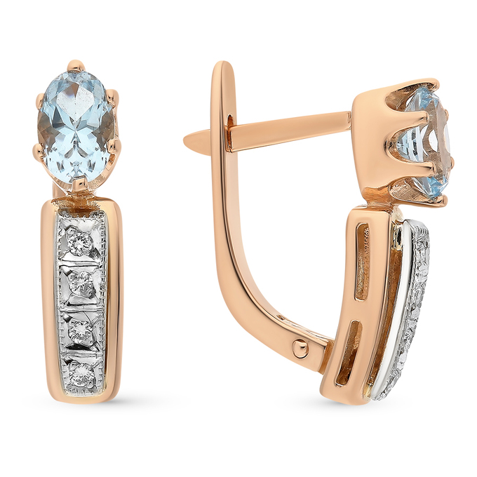 Серьги из золота 585 пробы c топазами и бриллиантами, Л 2002 1577 за 43200