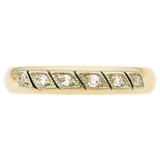 Кольцо из комбинированного золота 585 пробы c 6 бриллиантами, Л29122998 за 18405