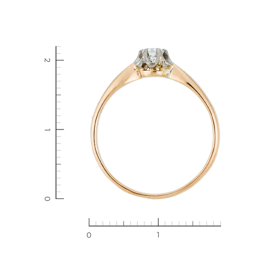 Кольцо из комбинированного золота 583 пробы c 1 бриллиантом, Л73013351 за 19530