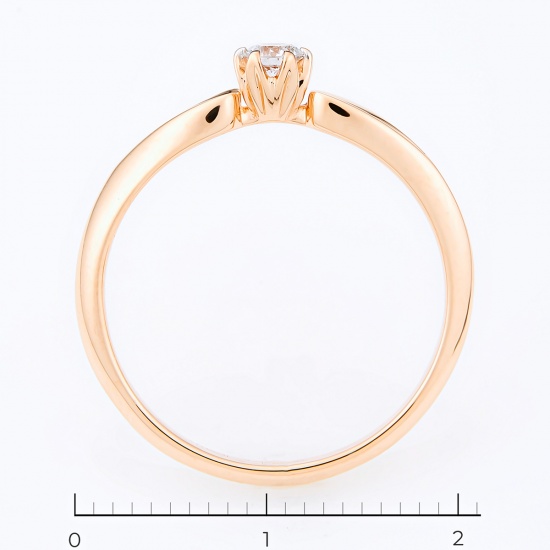 Кольцо из красного золота 585 пробы c 1 бриллиантом, Л60015175 за 14000