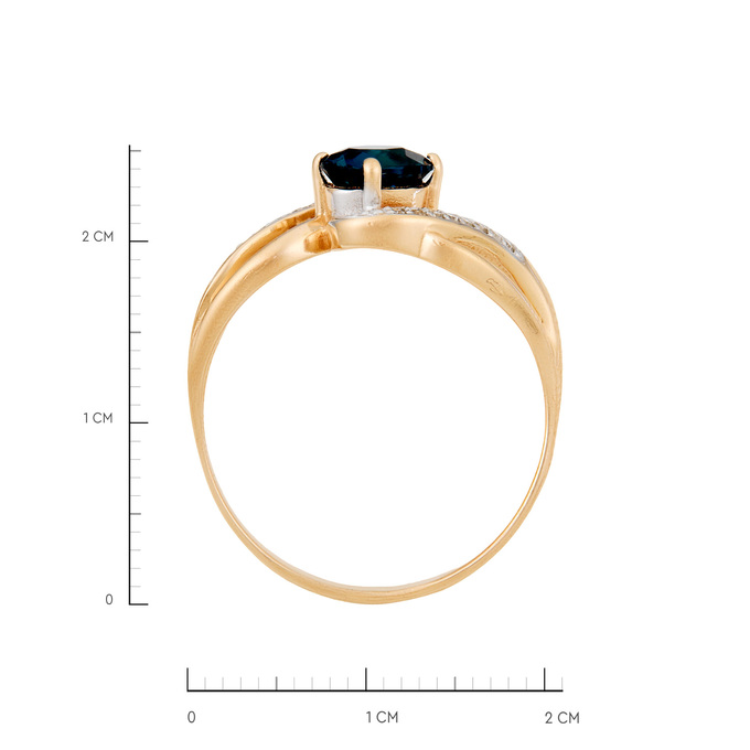 Кольцо из золота 585 пробы c топазом Лондон и бриллиантами, Л 2812 4095 за 41200