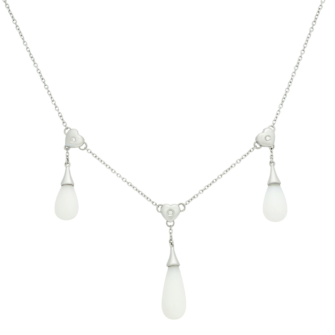 Колье из золота 750 пробы с бриллиантами и кахолонгами, Л 1116 4386 за 140000