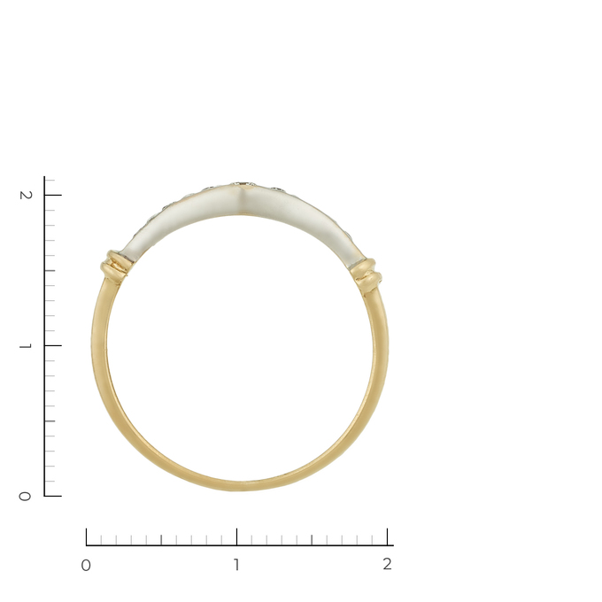 Кольцо из комбинированного золота 585 пробы c 11 бриллиантами
