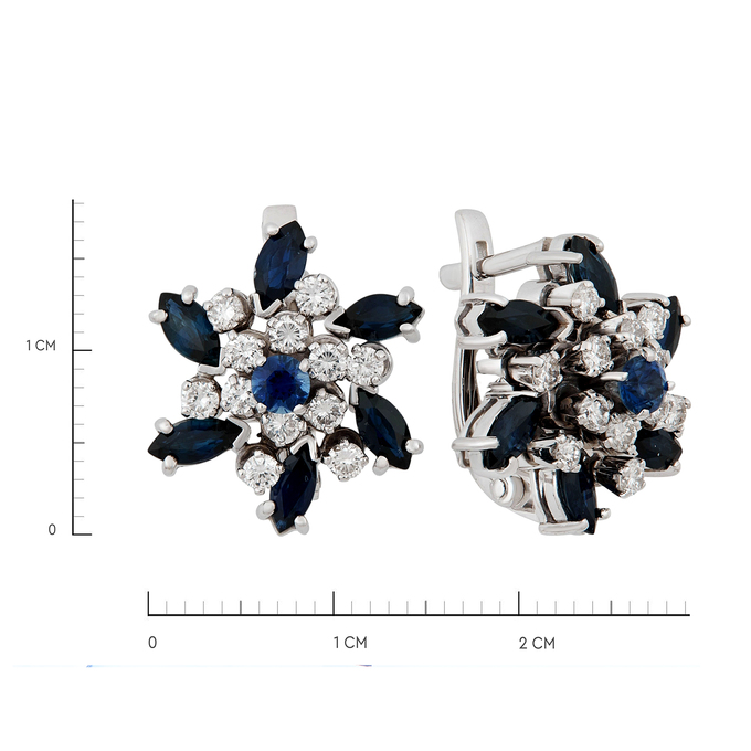 Серьги из золота 585 пробы с сапфирами и бриллиантами, Ц О007 3408 за 192000