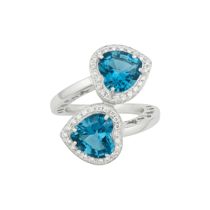 Кольцо из золота 750 пробы c топазами Лондон и бриллиантами, Л 0911 3683 за 160000