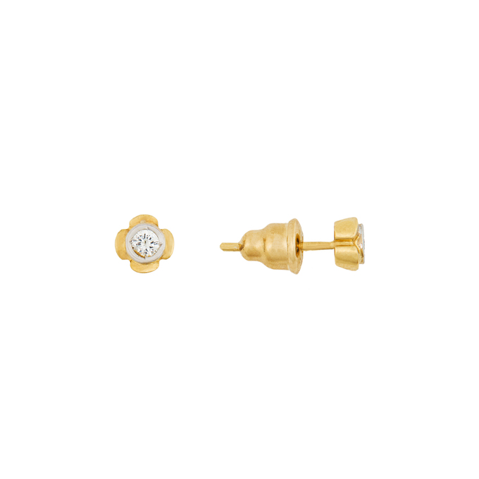 Серьга из золота 750 пробы c 1 бриллиантом