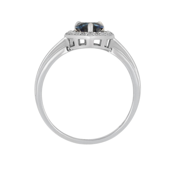 Кольцо из золота 585 пробы c бриллиантами и синтетическим сапфиром