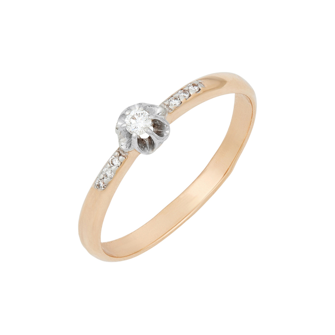 Кольцо из золота 585 пробы c бриллиантами