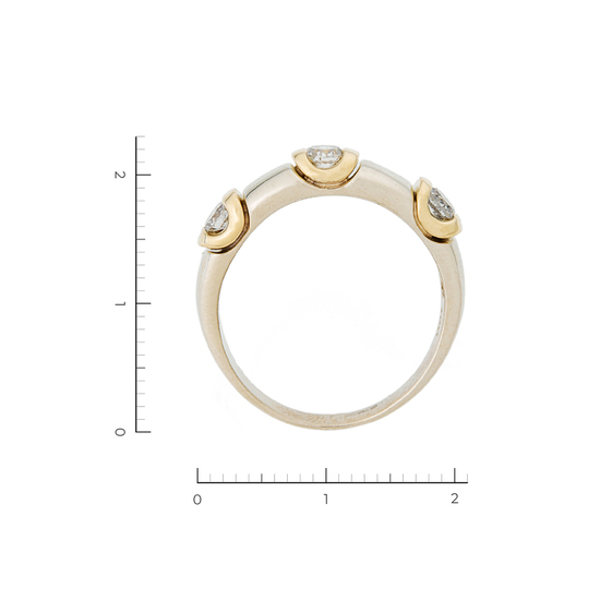 Кольцо из комбинированного золота 750 пробы c 3 бриллиантами, Л29123717 за 73430