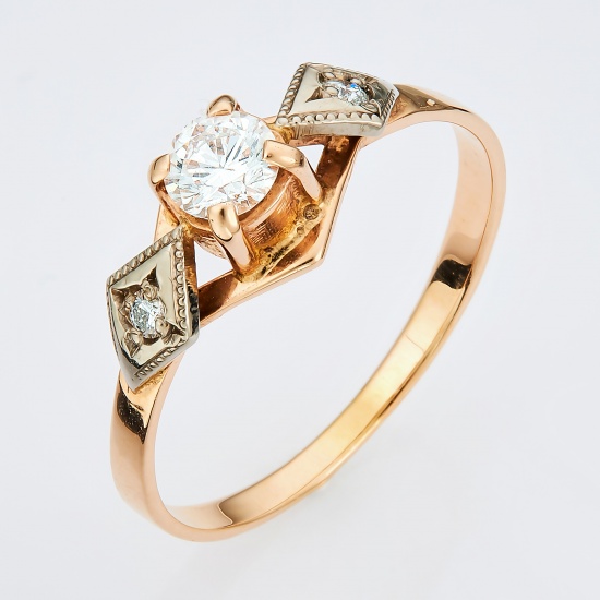 Кольцо из комбинированного золота 585 пробы c 3 бриллиантами, Л12055207 за 72760