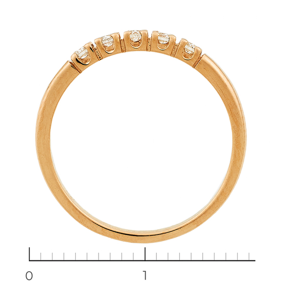 Кольцо обручальное из красного золота 585 пробы c 5 бриллиантами, Л25079684 за 10950