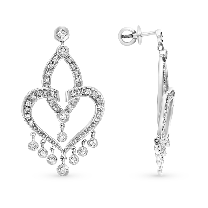 Серьги из золота 750 пробы c 78 бриллиантами