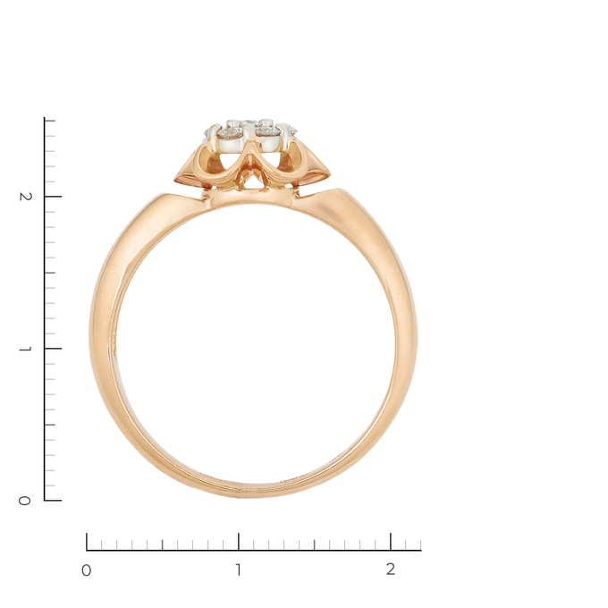 Кольцо из комбинированного золота 585 пробы c 7 бриллиантами, Л 2010 5200 за 51920