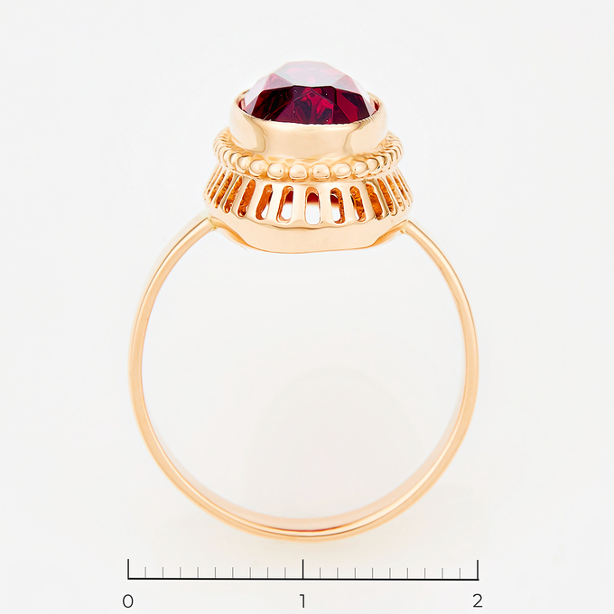 Кольцо из красного золота 583 пробы c 1 корундом