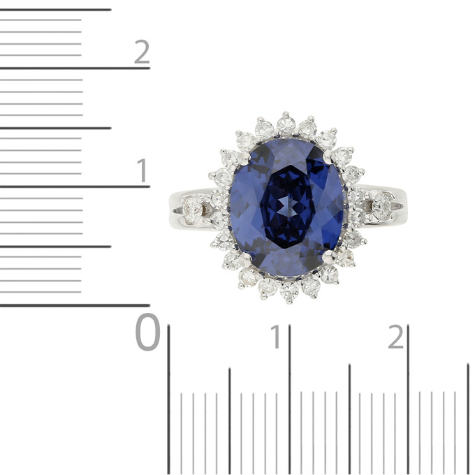 Кольцо из белого золота 585 пробы c 24 бриллиантами и 1 камнем синтетическим