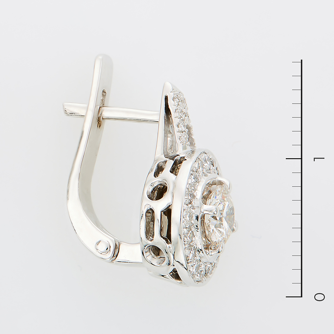 Серьги из белого золота 585 пробы c 56 бриллиантами
