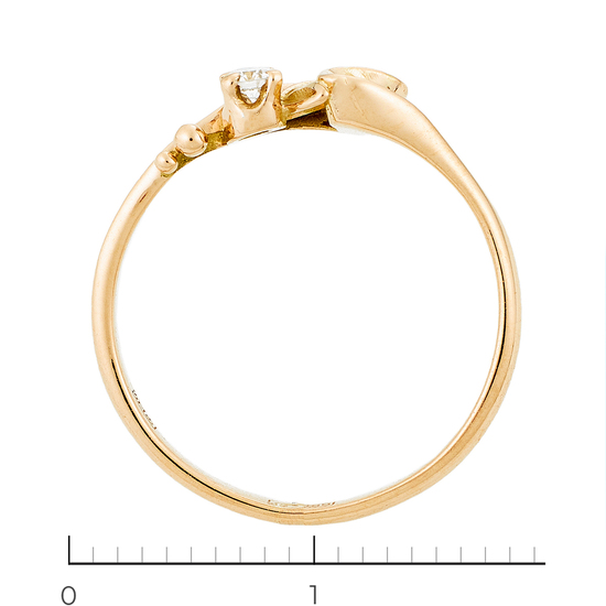 Кольцо из красного золота 585 пробы c 1 бриллиантом, Л04081334 за 10450