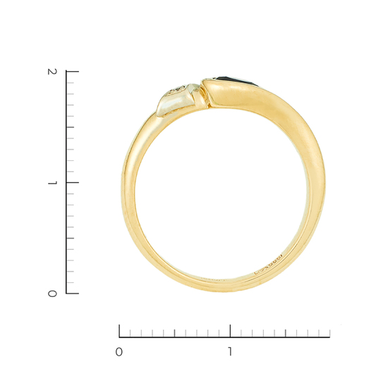 Кольцо из желтого золота 585 пробы c 1 бриллиантом и 1 сапфиром, Л48068151 за 15000
