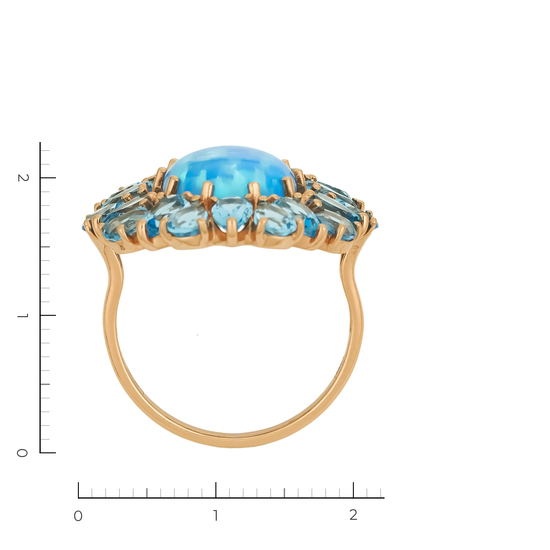 Кольцо из красного золота 585 пробы c 20 топазами и 1 синт. опалом, Л54053241 за 29360