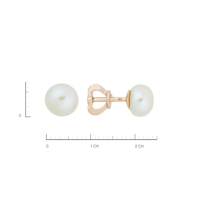 Серьги из золота 585 пробы c культ. жемчугом, Л 6302 3830 за 23600