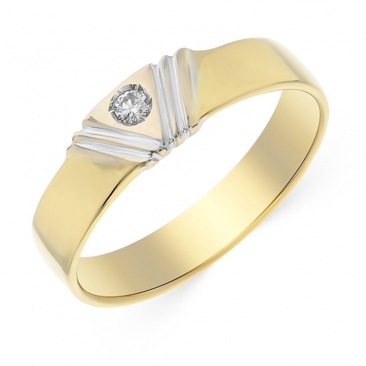 Кольцо из комбинированного золота 585 пробы c 1 бриллиантом 061162 фото 1