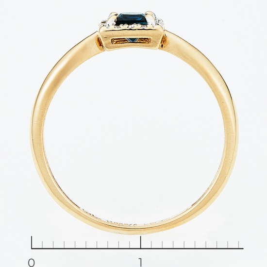 Кольцо из красного золота 585 пробы c 12 бриллиантами и 1 сапфиром, Л22111252 за 11100