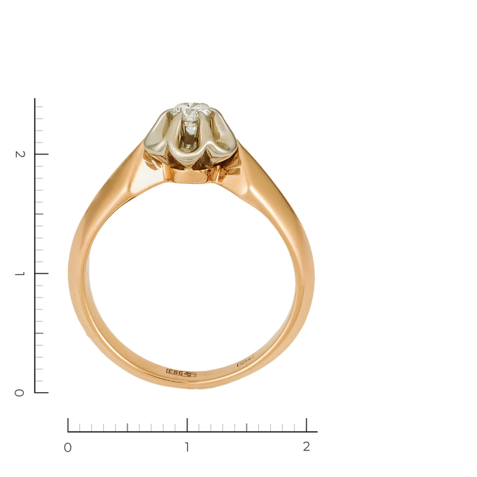 Кольцо из комбинированного золота 583 пробы c 1 бриллиантом, Л 3112 2091 за 57520