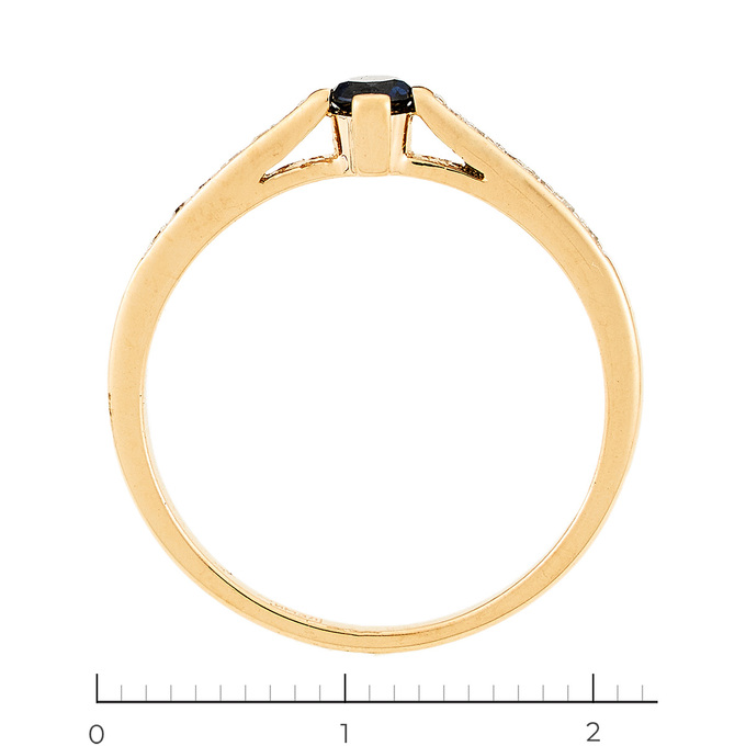 Кольцо из комбинированного золота 585 пробы c 1 сапфиром и 12 бриллиантами