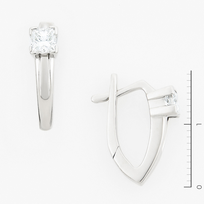 Серьги из белой платины 950 пробы c 2 бриллиантами