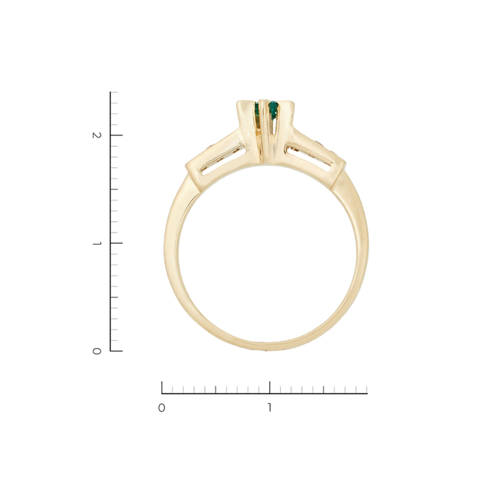 Кольцо из комбинированного золота 585 пробы c 6 бриллиантами и 1 изумрудом, Л 6201 6047 за 25600
