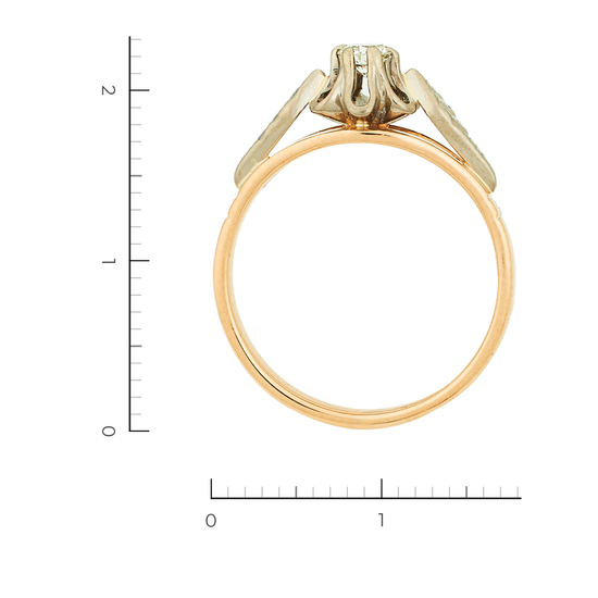 Кольцо из комбинированного золота 585 пробы c 1 бриллиантом, Л25081036 за 24540