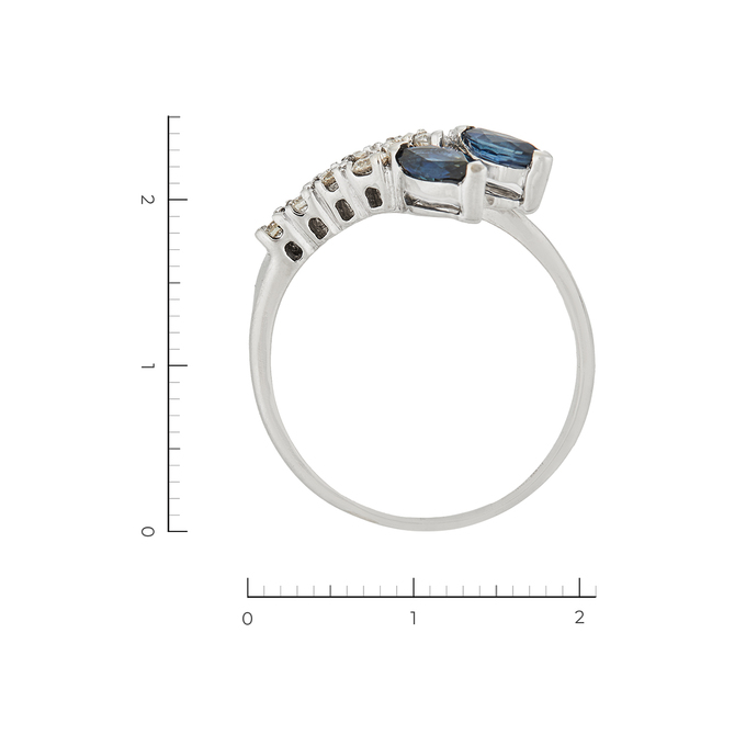 Кольцо из белого золота 750 пробы c 8 бриллиантами и 2 сапфирами, Л 1115 5898 за 59850