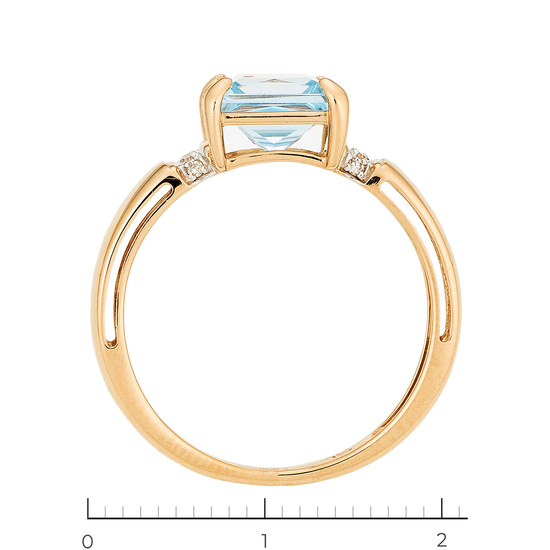 Кольцо из комбинированного золота 585 пробы c 8 бриллиантами и 1 топазом, Л30134584 за 19120