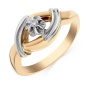 Кольцо из комбинированного золота 585 пробы c 1 бриллиантом 012980 фото 2