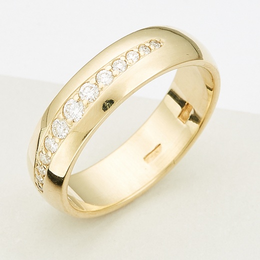 Кольцо из желтого золота 585 пробы c 13 бриллиантами 127372 фото 1