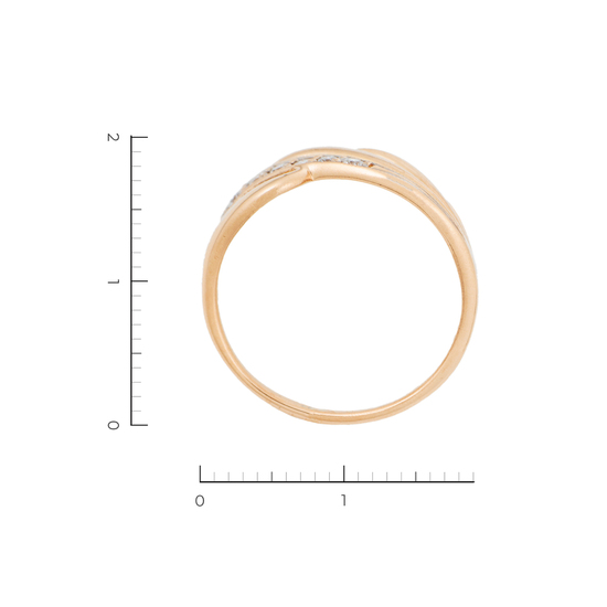 Кольцо из комбинированного золота 585 пробы c 6 бриллиантами, Л30110677 за 23450